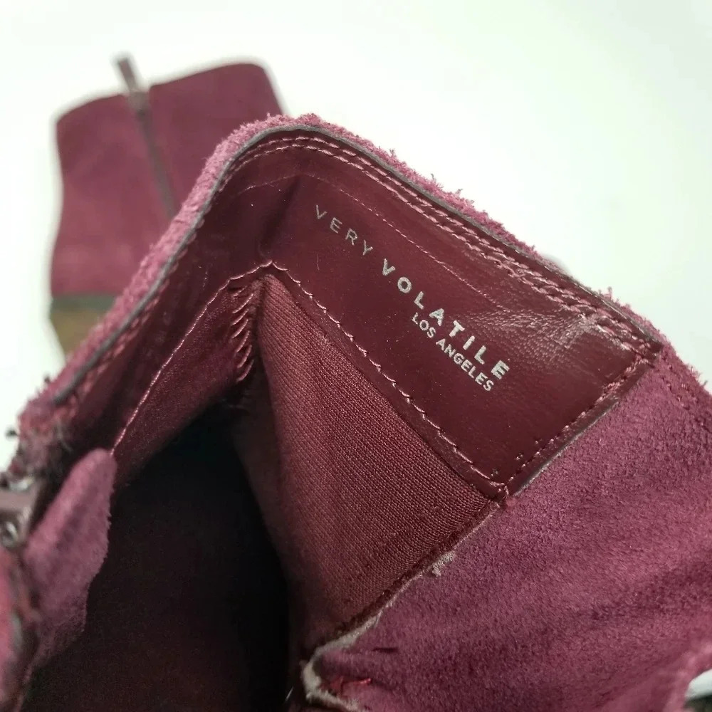 Very Volatile Melina Burgundy Suede Leather Boots 8 - Picture 8 of 9